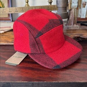 Filson 2015 Wool 5 Panel Hat Red/Black USA Made Alaska Brewing Embroidered